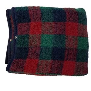 Biederlack Cuddle Wrap Blanket Colorful Plaid Stadium Throw 62x49 Red Blue Green